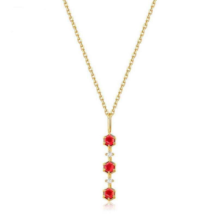 Natural Mozambique Garnet Pendant in Gold-Plated Setting - CRYSTALOIL