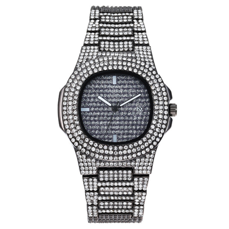 Mens Watches Luxury Brand Fashion Diamond Date Quartz Watch - CRYSTALOIL