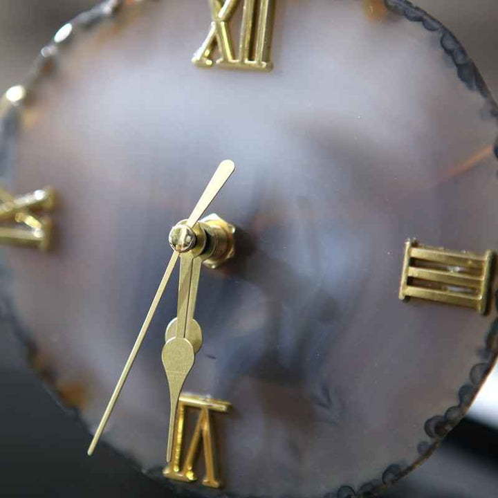 Golden Agate Stone Clock Decoration Fashion Living Room Model Room - CRYSTALOIL