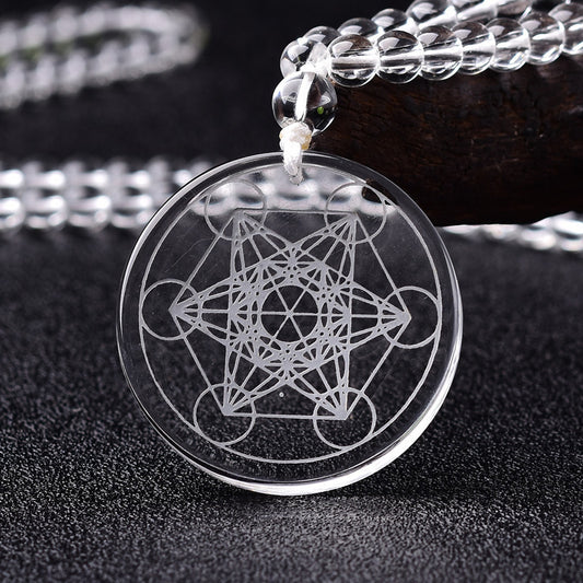 White Crystal Pendant Metatron Men's and Women's Necklace Pendant Natural Crystal Jewelry Pendant Nothing - CRYSTALOIL