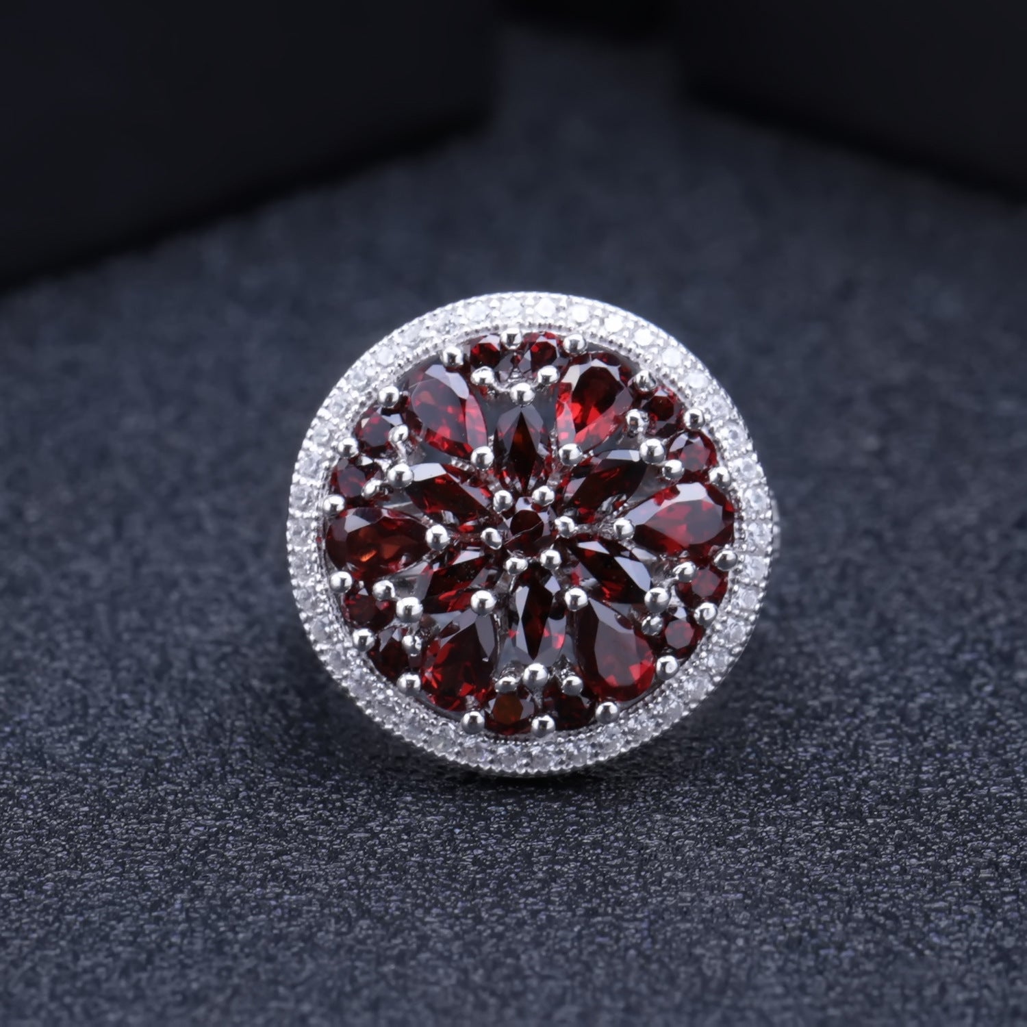 Ruby Ring Women European And American Retro Inlaid Garnet Natural Stone S925 Silver Crystal Ring - CRYSTALOIL