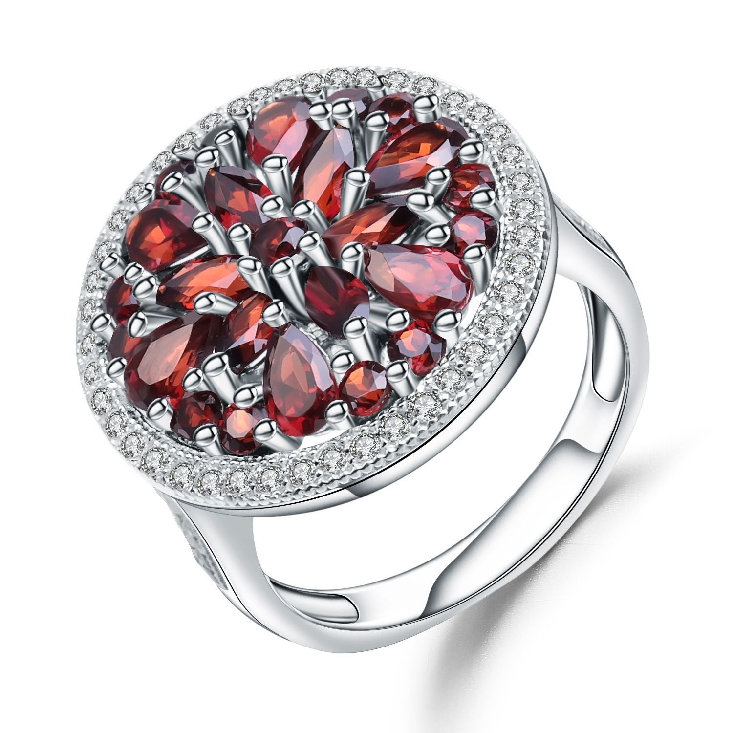 Ruby Ring Women European And American Retro Inlaid Garnet Natural Stone S925 Silver Crystal Ring - CRYSTALOIL