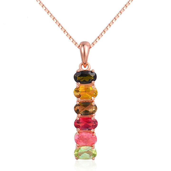 Natural tourmaline jewelry,  925 silver. The multi-colored tourmalines create a captivating mosaic, adding a touch of brilliance and charm - CRYSTALOIL