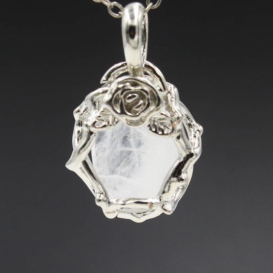 Natural Stone Crystal Oval Pendant - CRYSTALOIL