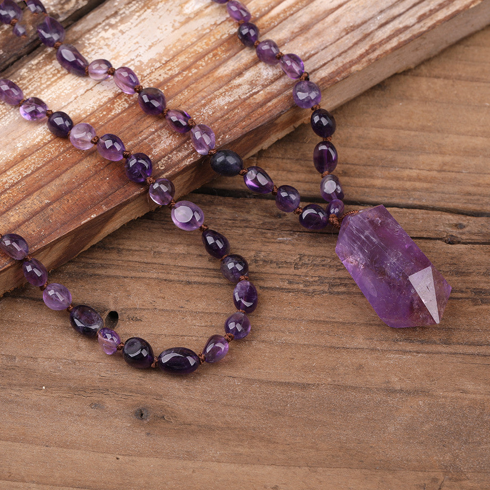 Amethyst Quartz Bead Necklace.