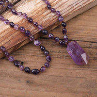 Amethyst Quartz Necklace - Elegant Bead Design - CRYSTALOIL