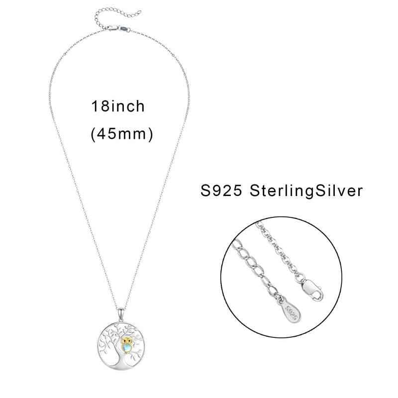 Tree of Life with Moonstone Owl Pendant Necklace in 925 Sterling Silver - CRYSTALOIL