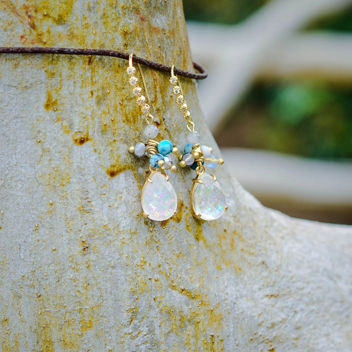 Drop-shaped Opal Earrings Fashion Natural Stone - CRYSTALOIL