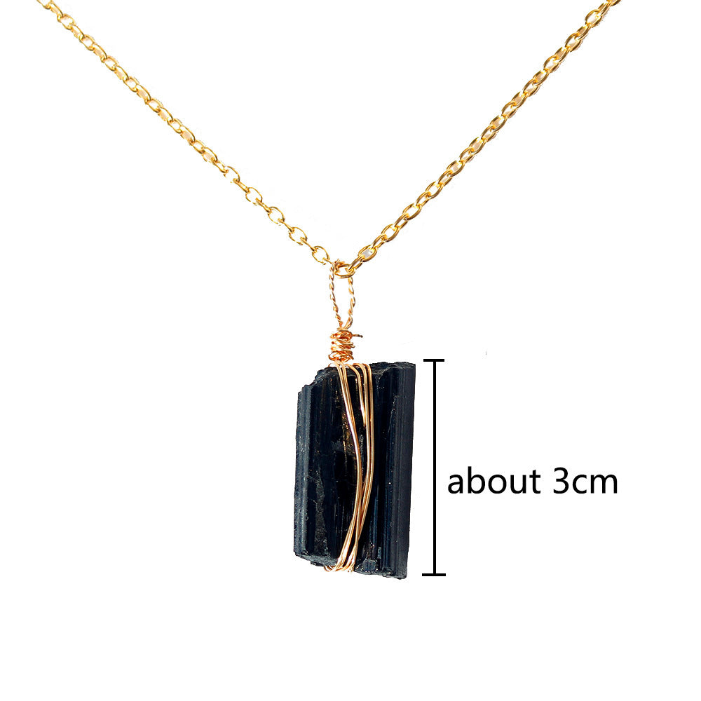 Natural Crystal Rough Black Tourmaline Gold Chain - CRYSTALOIL