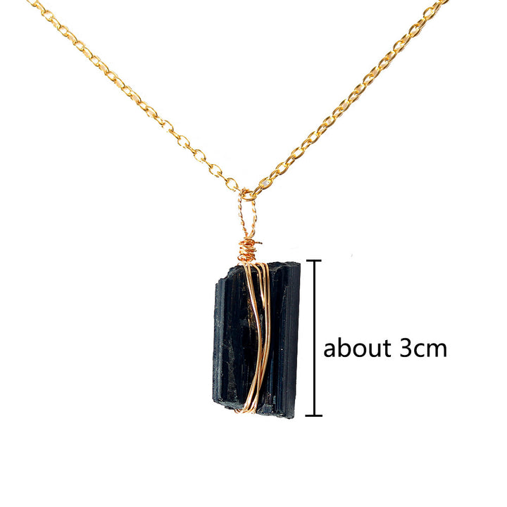 Natural Crystal Rough Black Tourmaline Gold Chain - CRYSTALOIL