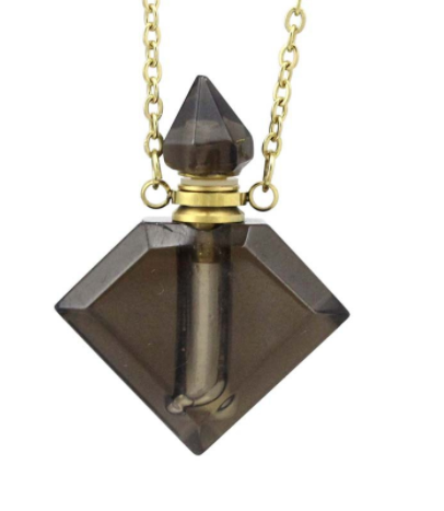 Natural Crystal Diamond Perfume Bottle Aromatherapy Bottle Necklace Pendant - CRYSTALOIL