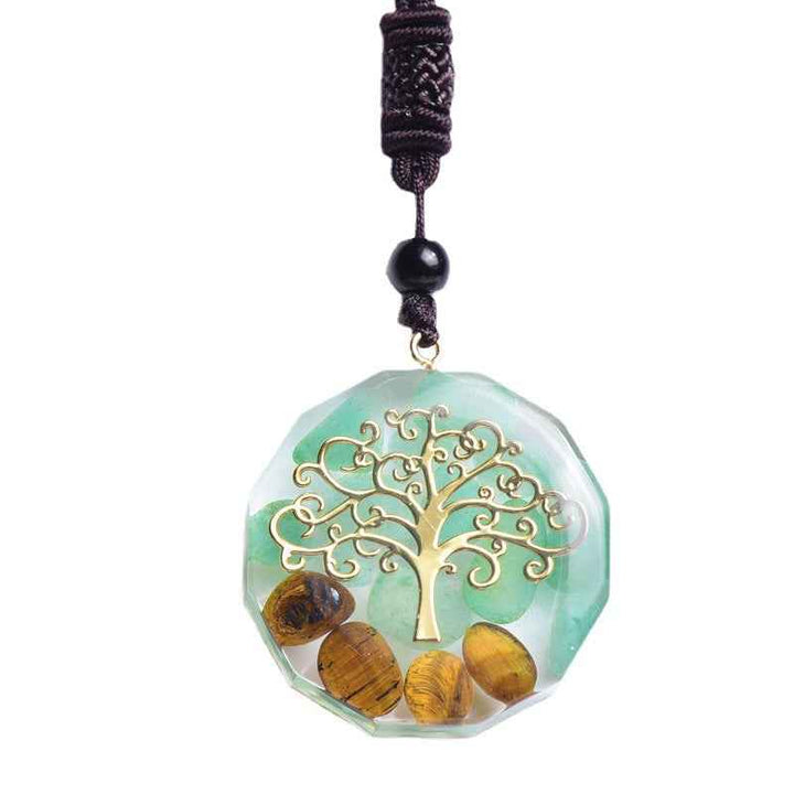 Ogan Energy Tree Of Life Pendant Natural Tiger Eye Stone - CRYSTALOIL