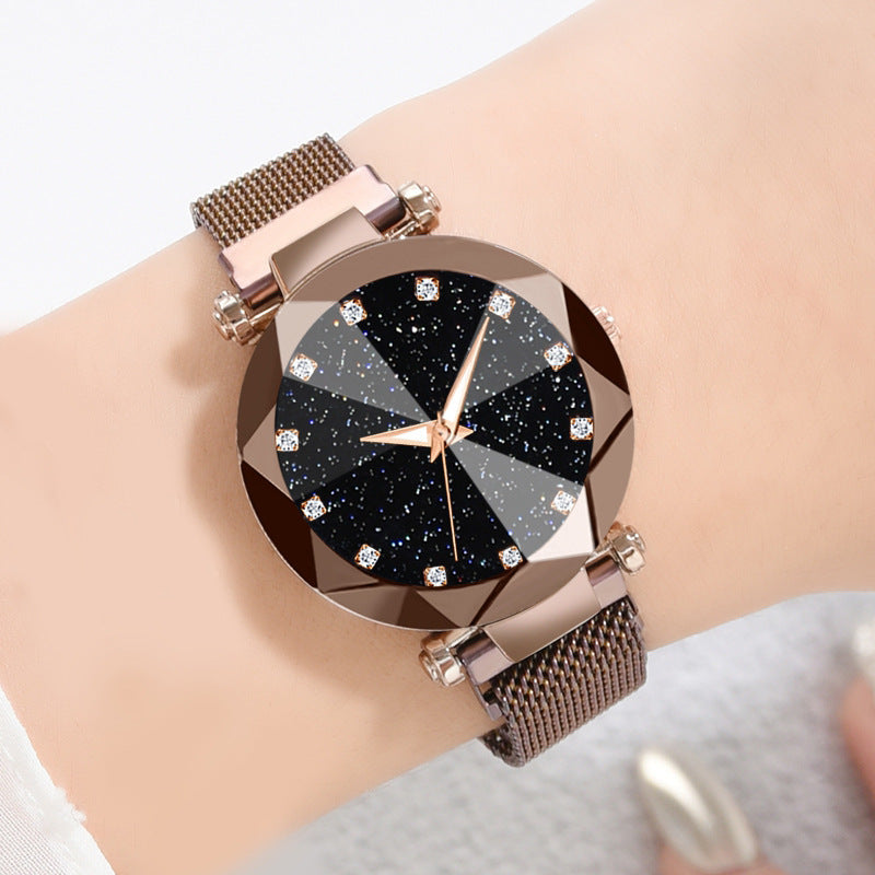 Women's Watch Square Diamond Rhinestone Starry Sky Face Ladies Casual Fashion Watch Set Bracelet Watch - CRYSTALOIL