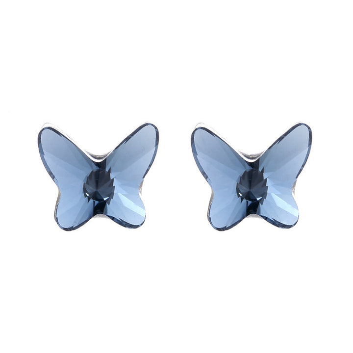 Women&#39;s Luxury Simple Butterfly Blue Crystal Earrings - CRYSTALOIL