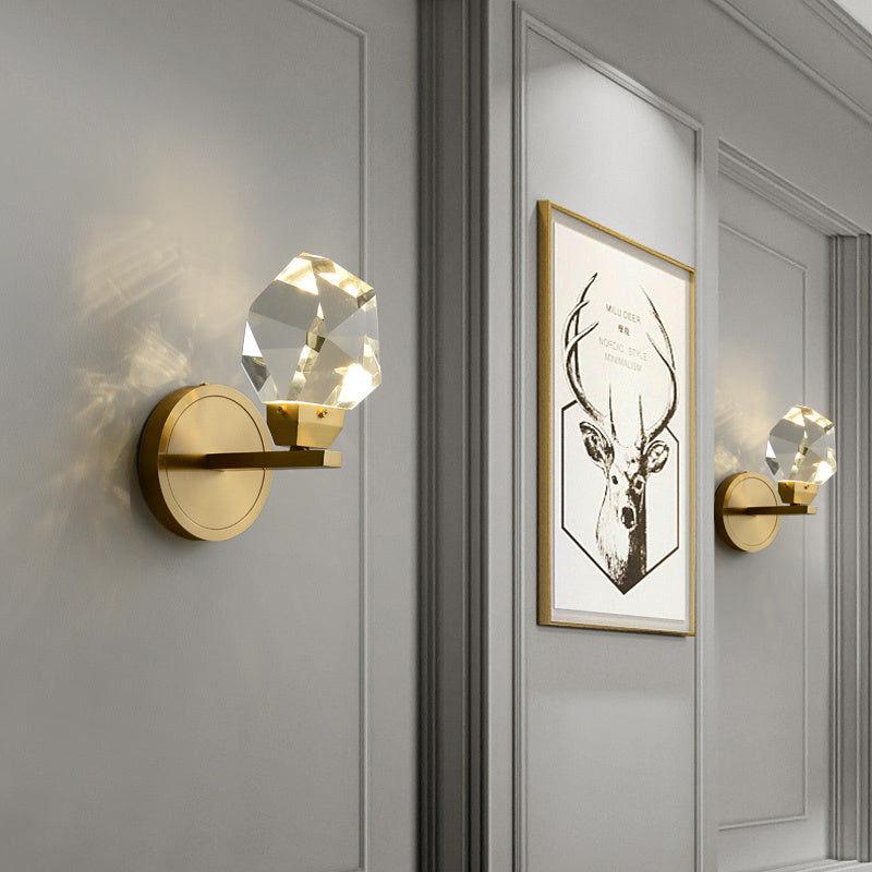 All copper postmodern light luxury crystal wall lamp - Crystalbloomaromatics