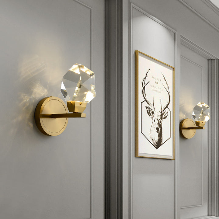 All copper postmodern light luxury crystal wall lamp, - CRYSTALOIL