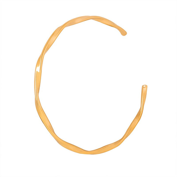 18K gold twisted design light luxury retro open bracelet - CRYSTALOIL