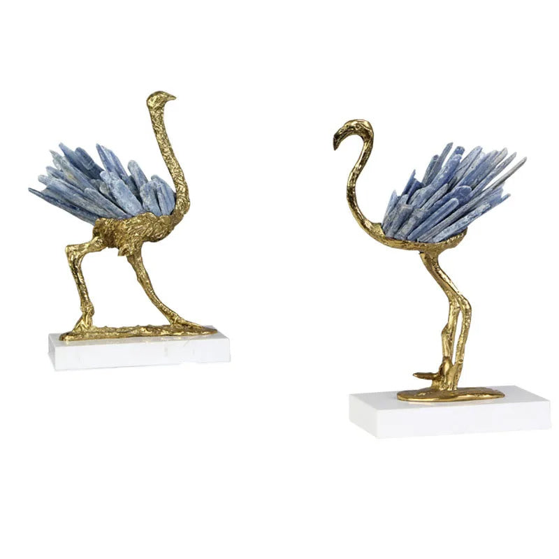 Modern Light Luxury Flamingo Crystal Brass Decoration Living Room - CRYSTALOIL