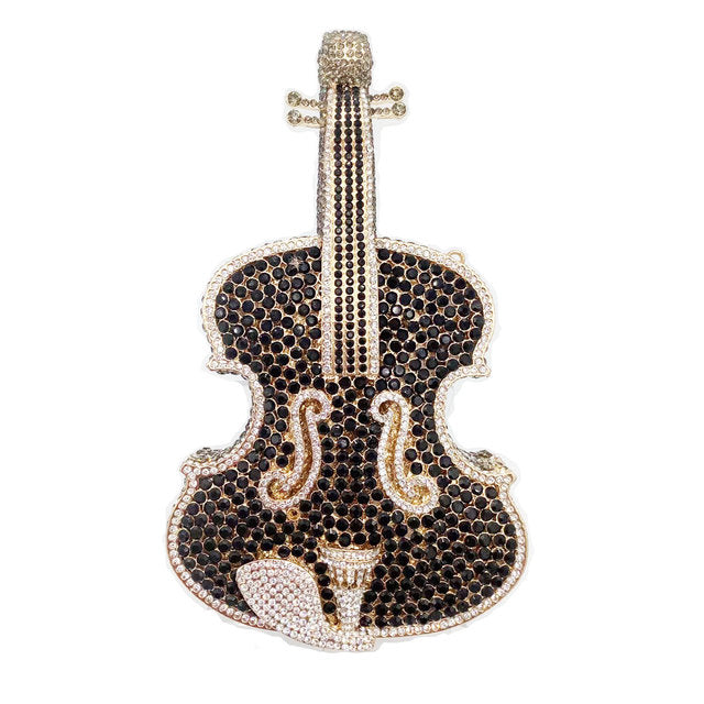 Amazing Luxury Violin Crystal Evening Bags Party Handbag, Amazing Crystal-Studded Luxury Violin Evening Bag: A Party Handbag Extraordinaire. - Crystalbloomaromatics