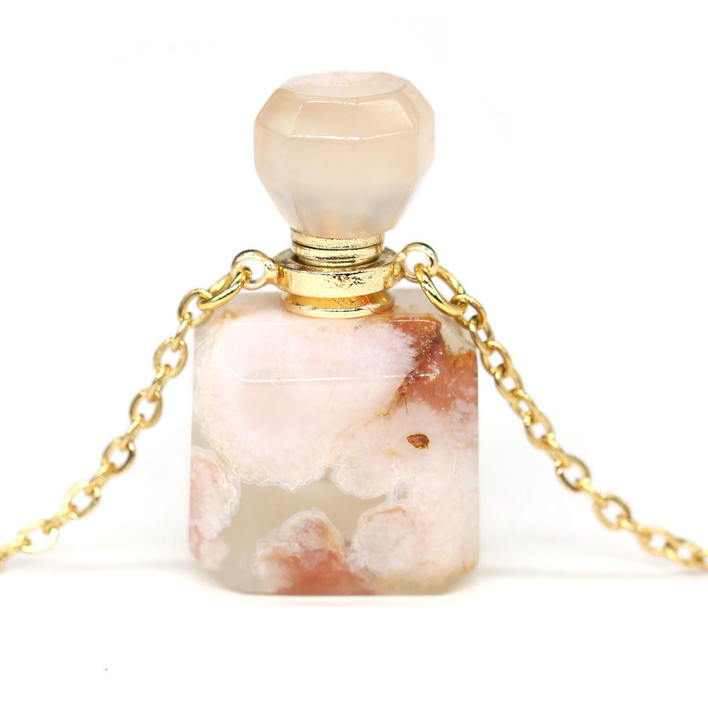 Exquisite Natural Stone Necklace Perfume Bottle Pendant, "Elevate your style with our Exquisite Natural Stone Necklace Perfume Bottle Pendant, a blend of elegance and functionality. Crafted from natural stone,.