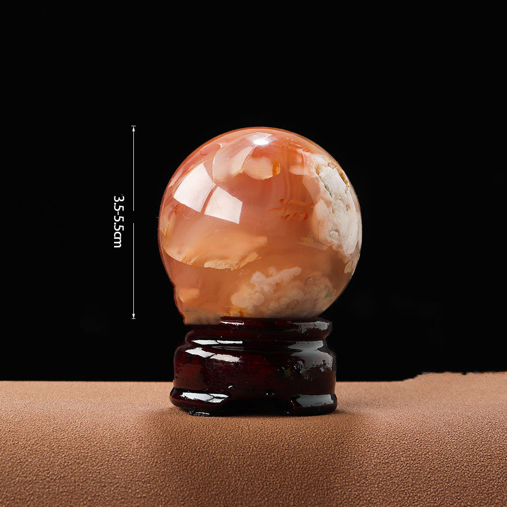 Natural Crystal Cherry Blossom Agate Crystal Ball Office Decoration - Crystalbloomaromatics