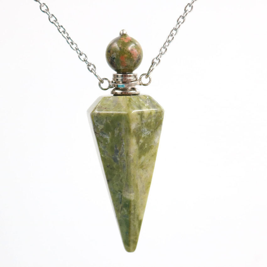 Natural crystal hexagon cone bottle pendant necklace female fashion OL refined oil bottle collar accessories