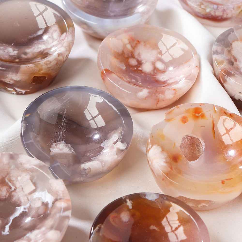 Natural Crystal Cherry Blossom Agate bowl - CRYSTALOIL