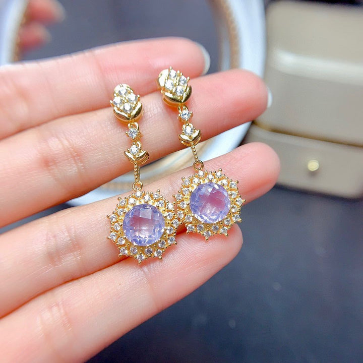 Light Luxury And Beautiful Natural Lavender Amethyst Set Crystal Clean Color Good Silver Inlay - CRYSTALOIL