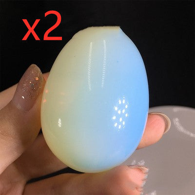 Natural White Crystal Egg Original Stone Hand Handle Piece Ornaments Opal - CRYSTALOIL