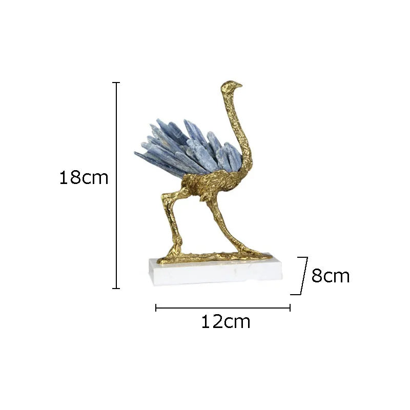 Modern Light Luxury Flamingo Crystal Brass Decoration Living Room - CRYSTALOIL