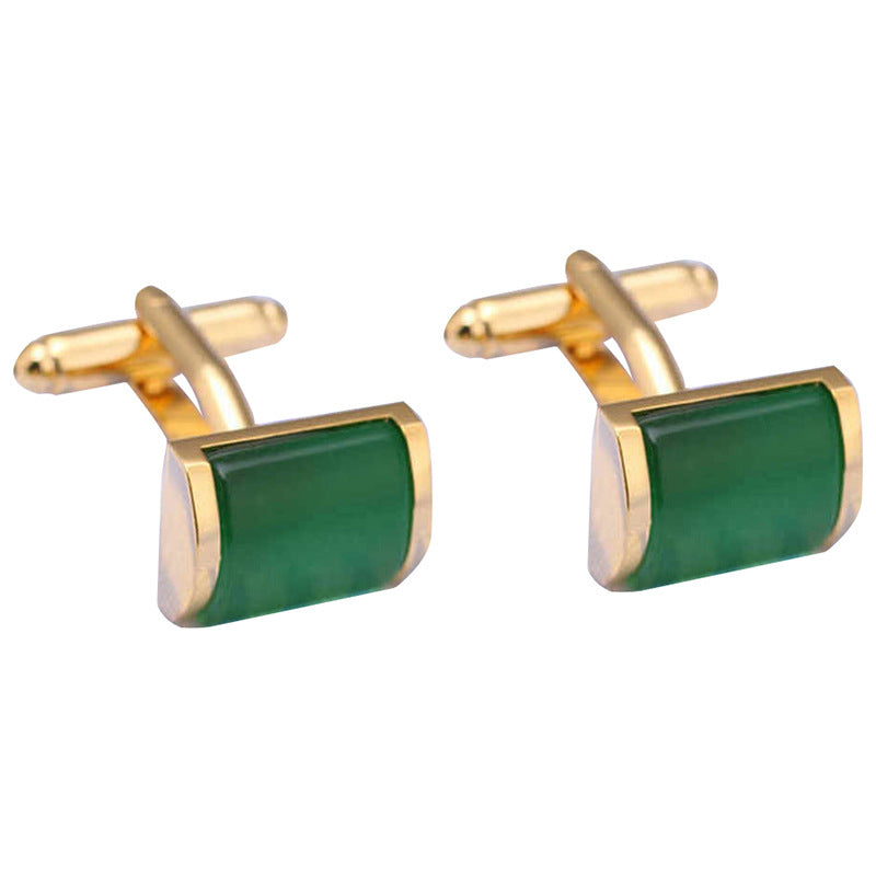 Fashion Emerald Green Opal Cufflink - Crystalbloomaromatics