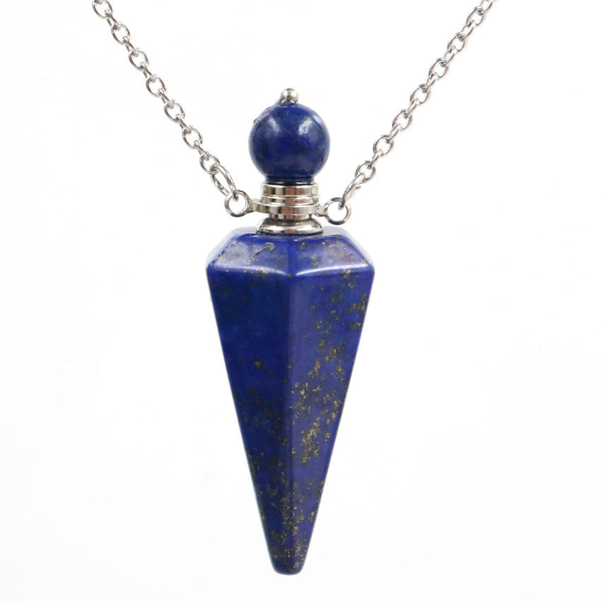 Natural crystal hexagon cone bottle pendant necklace female fashion OL refined oil bottle collar accessories