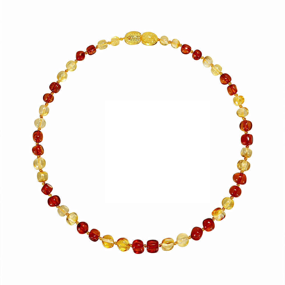 Baby And Child Natural Amber Necklace Gold - CRYSTALOIL