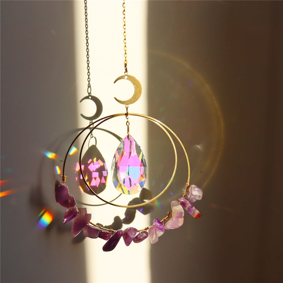 Wind Chimes Star Moon Garden Sun Catcher Pendant - CRYSTALOIL