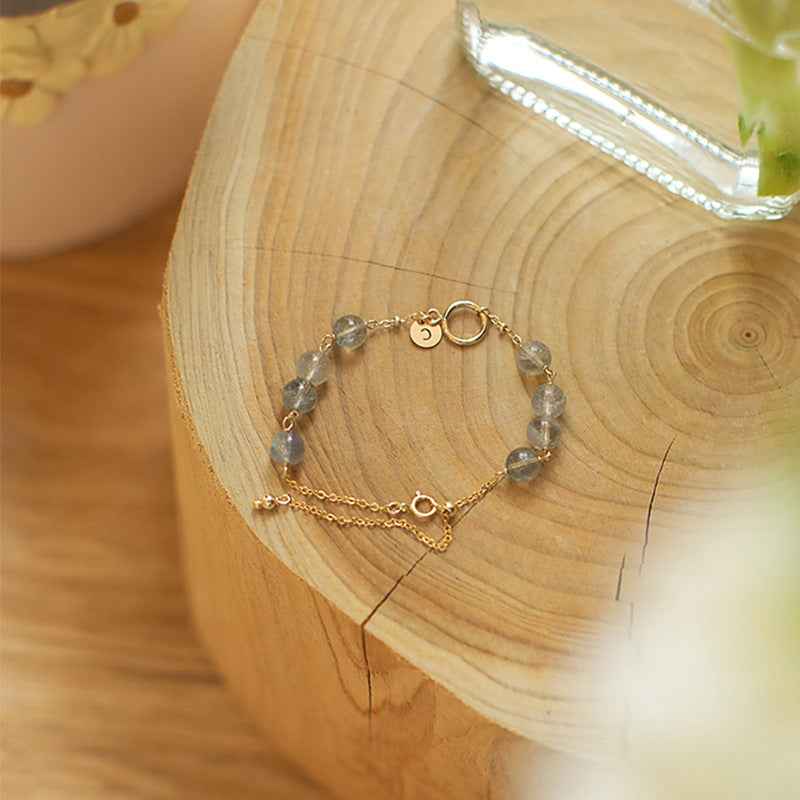 Strawberry Gold Aquamarine Bracelet - Elegant Handmade Jewelry for Women - CRYSTALOIL