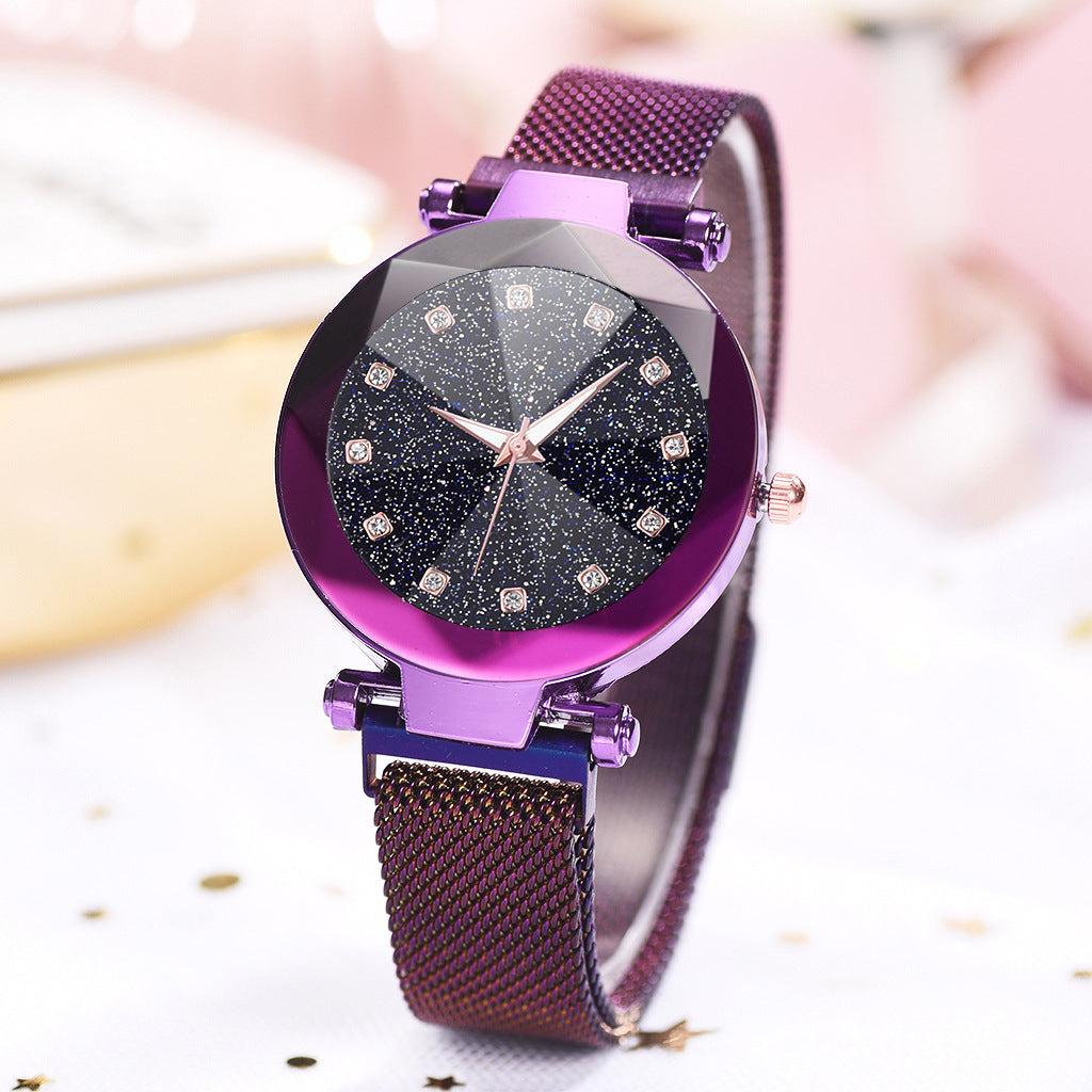 Women's Watch Square Diamond Rhinestone Starry Sky Face Ladies Casual Fashion Watch Set Bracelet Watch - CRYSTALOIL