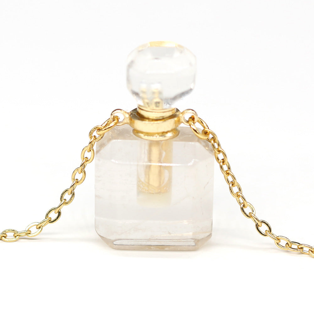 Exquisite Natural Stone Necklace Perfume Bottle Pendant, "Elevate your style with our Exquisite Natural Stone Necklace Perfume Bottle Pendant, a blend of elegance and functionality. Crafted from natural stone,.