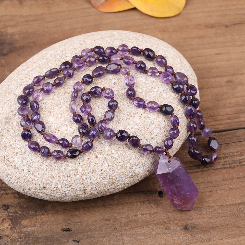 Amethyst Quartz Bead Necklace.