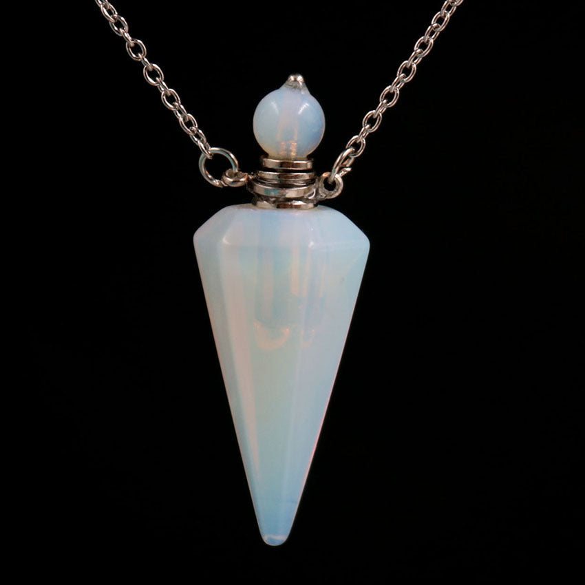 Natural crystal hexagon cone bottle pendant necklace female fashion OL refined oil bottle collar accessories - CRYSTALOIL