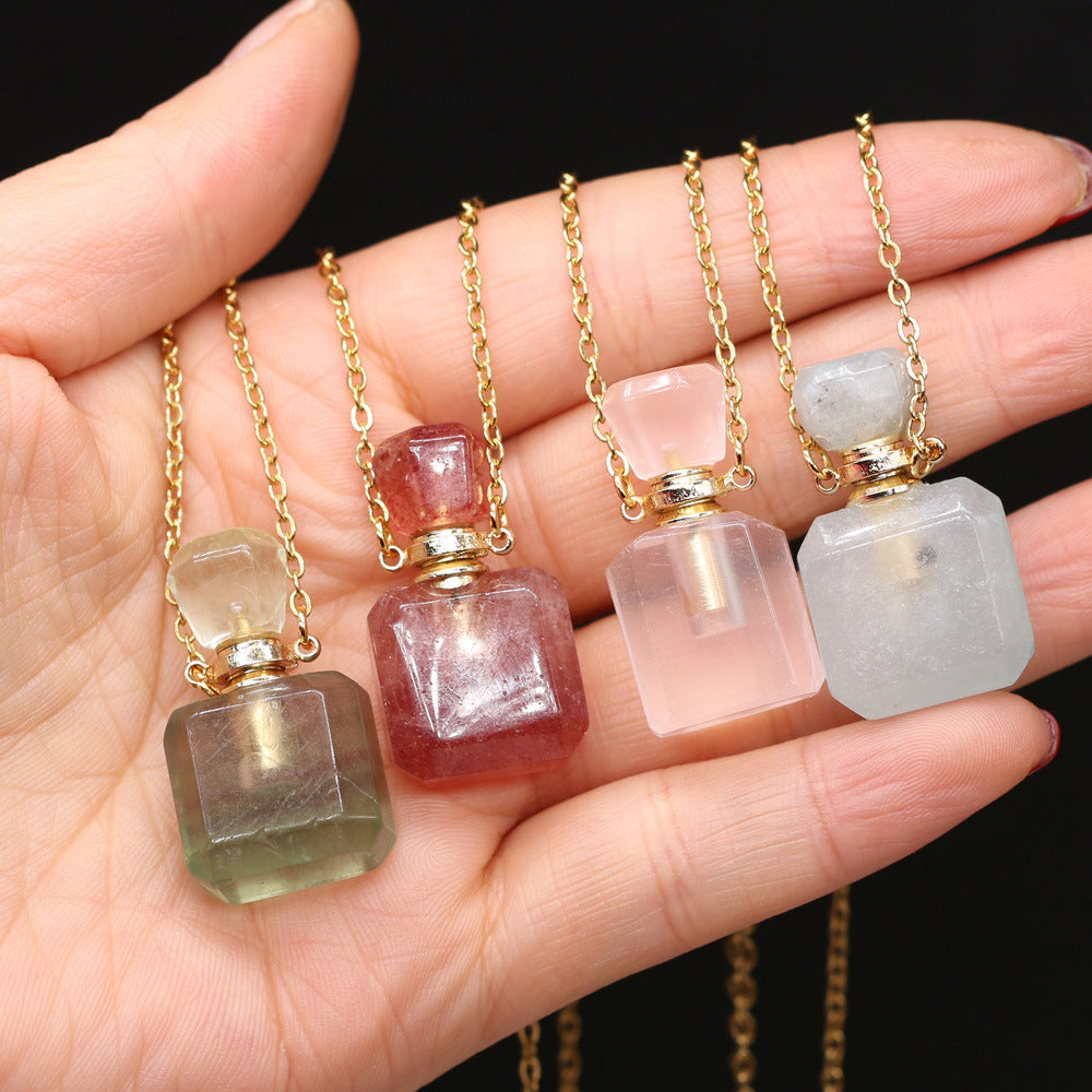 Exquisite Natural Stone Necklace Perfume Bottle Pendant, "Elevate your style with our Exquisite Natural Stone Necklace Perfume Bottle Pendant, a blend of elegance and functionality. Crafted from natural stone,.