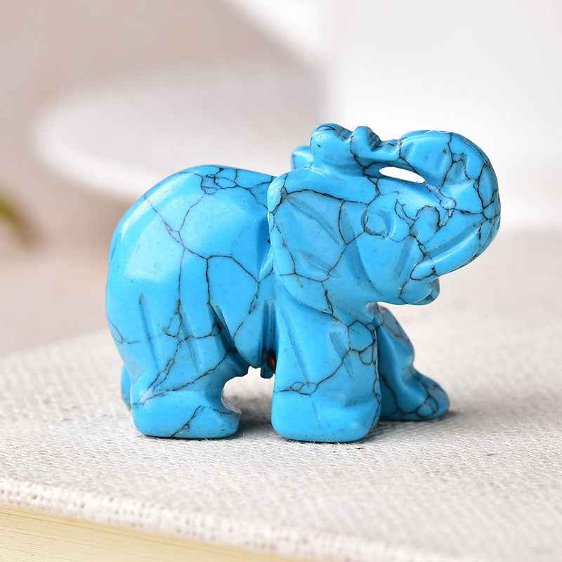 Crystal Elephant Ornament - Handcrafted Carved Elephant Figurine - CRYSTALOIL