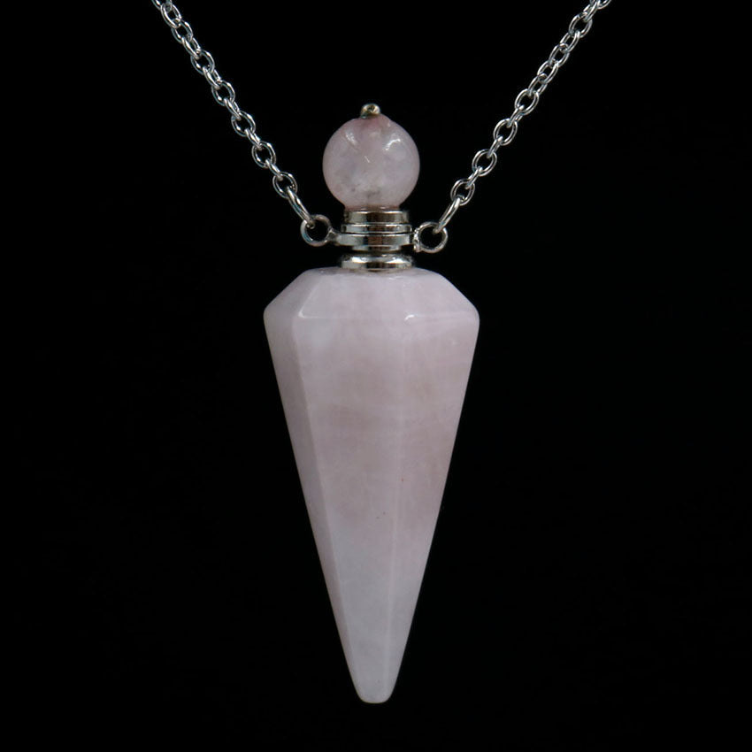 Natural crystal hexagon cone bottle pendant necklace female fashion OL refined oil bottle collar accessories - CRYSTALOIL
