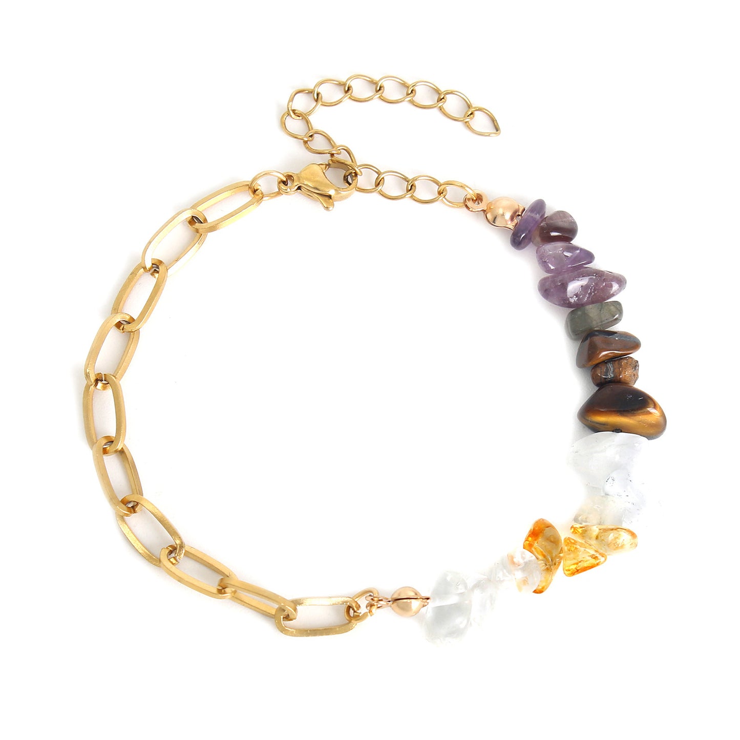 Natural Crystal Gravel Stainless Steel Double Bracelet - CRYSTALOIL