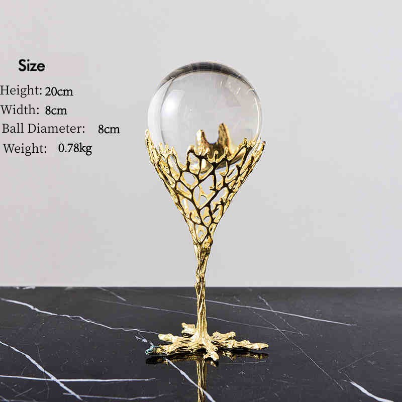 Nordic Light Luxury Metal Crystal Ball Craft Decoration - Crystalbloomaromatics