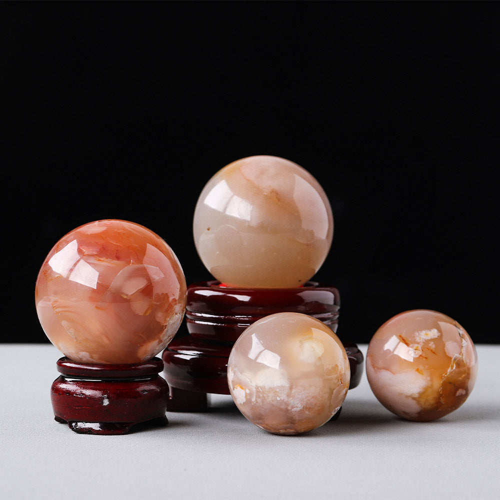 Natural Crystal Cherry Blossom Agate Crystal Ball Office Decoration - Crystalbloomaromatics