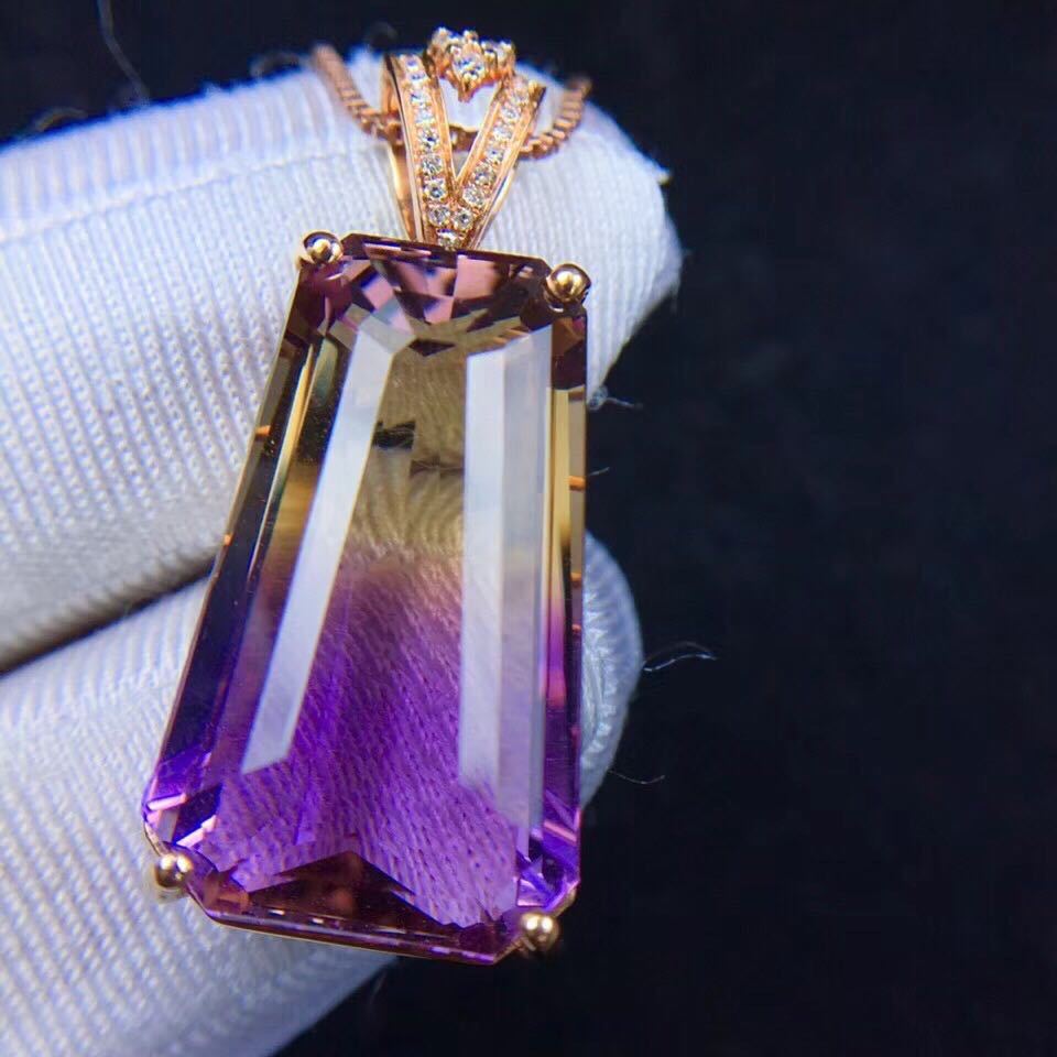 Oversized pendant features natural Amethyst crystal pendant - CRYSTALOIL