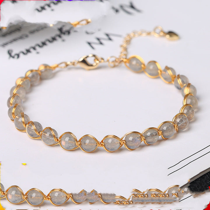 14K Gilded Winding Bracelet Crystal - CRYSTALOIL