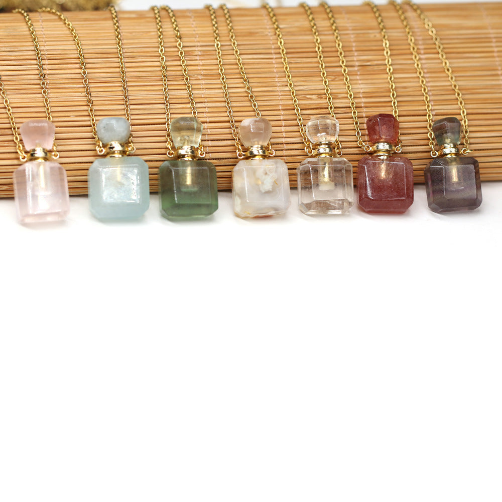 Exquisite Natural Stone Necklace Perfume Bottle Pendant, "Elevate your style with our Exquisite Natural Stone Necklace Perfume Bottle Pendant, a blend of elegance and functionality. Crafted from natural stone,.