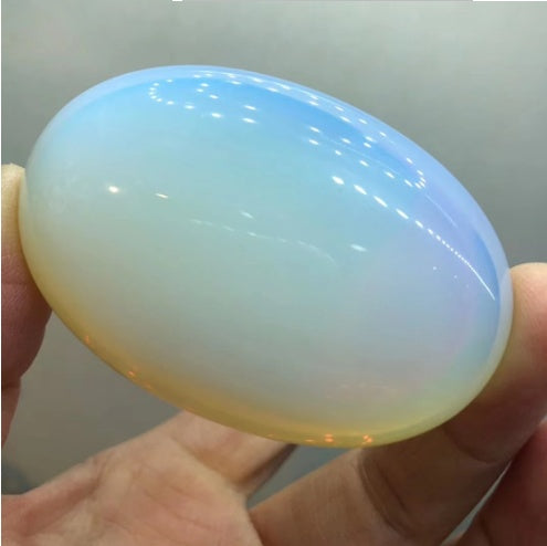 Natural White Crystal Egg Original Stone Hand Handle Piece Ornaments Opal - CRYSTALOIL