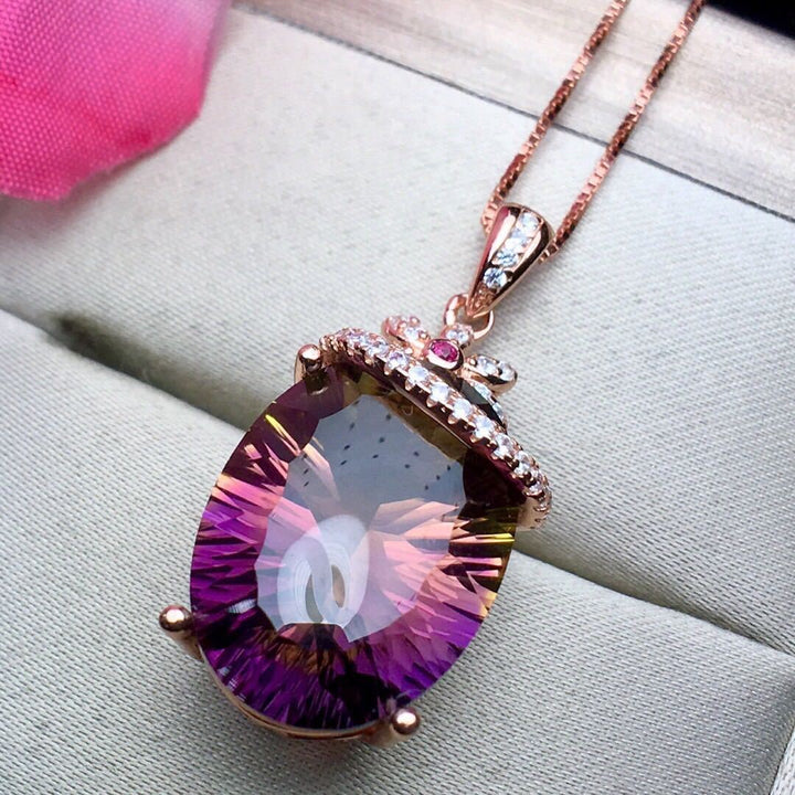 Amethyst Pendant Crystal S925 Silver Necklace, Elegant and versatile - CRYSTALOIL